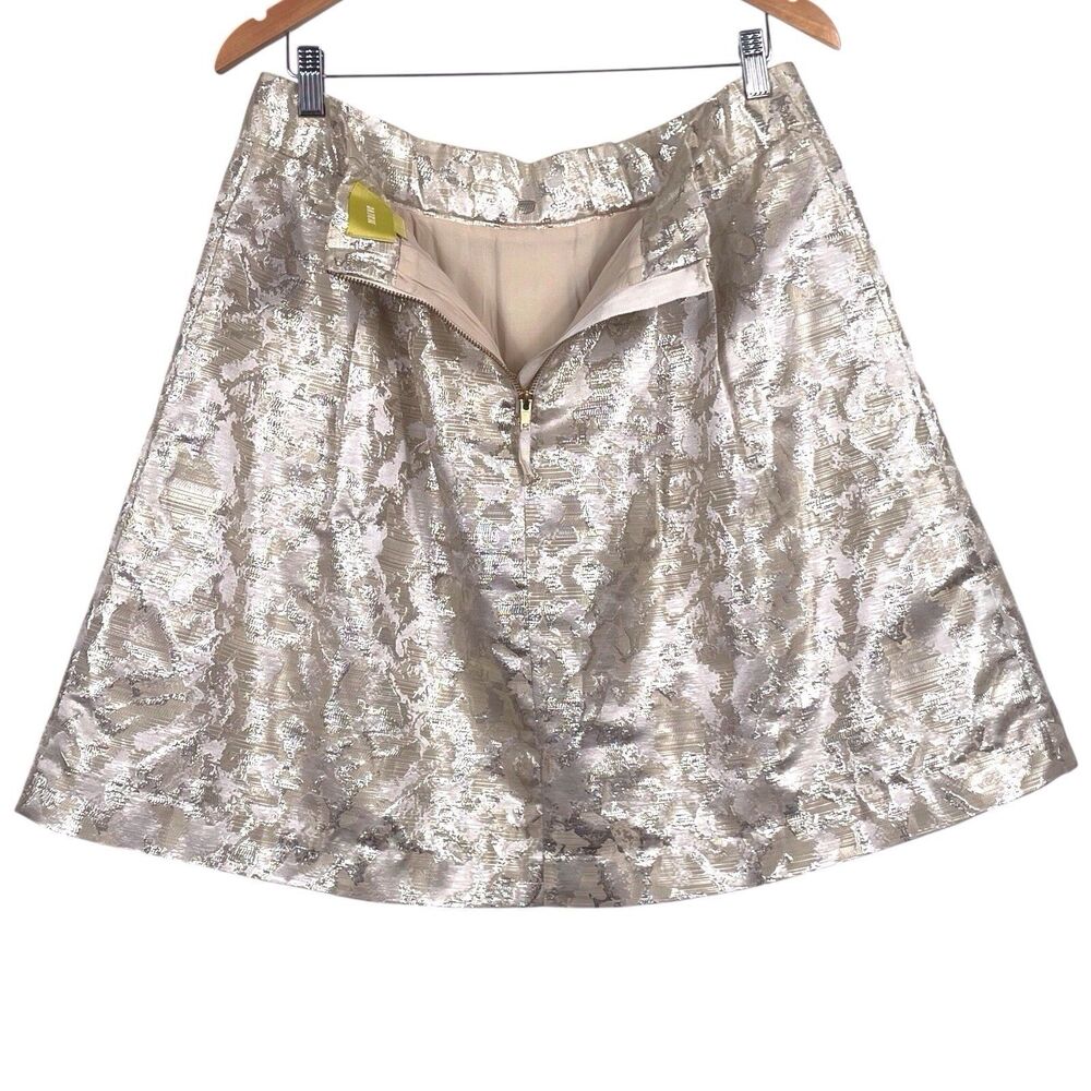 Anthropologie Maeve Rust Garden Brocade Mini Skirt Size Large Gold Silver EUC - Picture 9 of 16